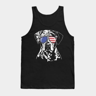 Patriotic Catahoula Leopard Dog with American Flag sunglasses Tank Top